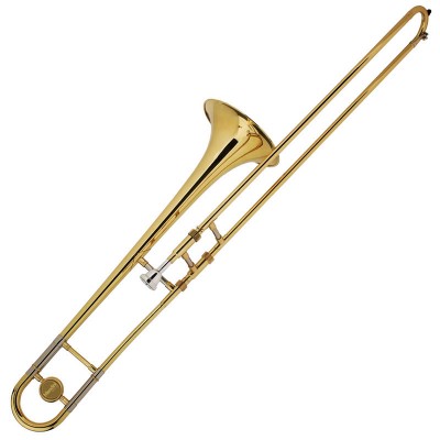 Mendini by Cecilio MTB-L Gold Lacquer Bb Tenor Slide Trombone w/1 Year Warranty, Tuner, Durable Deluxe Case and Pocketbook   